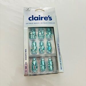 NEW Claire’s Light Blue Bling Bling Rhinestone Fake Nails Press Ons